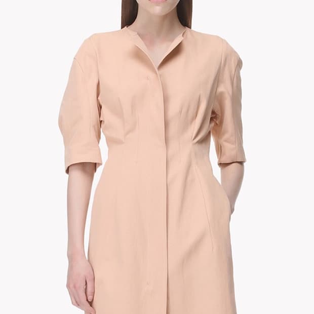 MINE 코랄 살구빛 미디 원피스 / 66사이즈