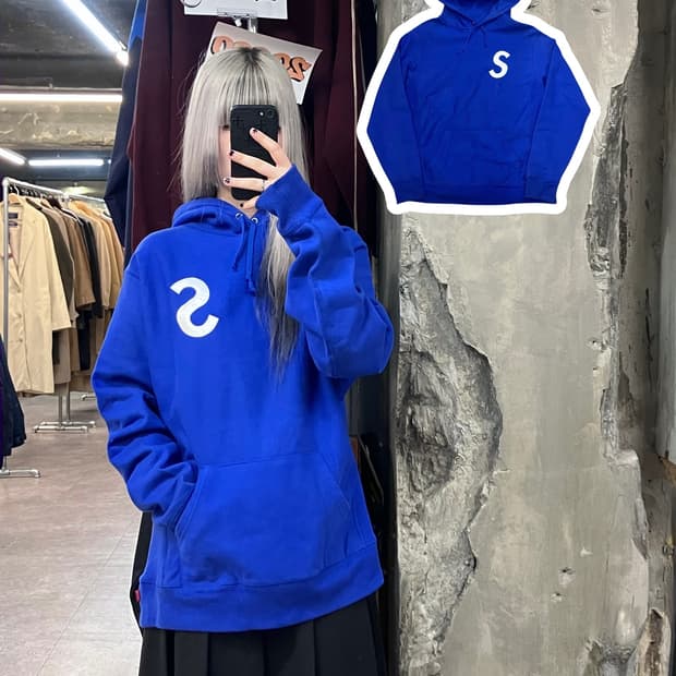 슈프림 후드티 블루 L  #csz3521