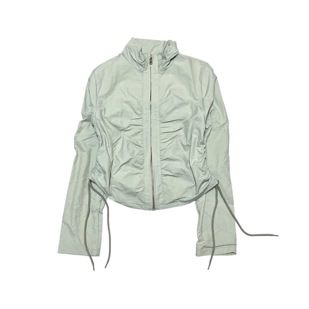 Nylon Cropped Shirring Track Jacket_Mint