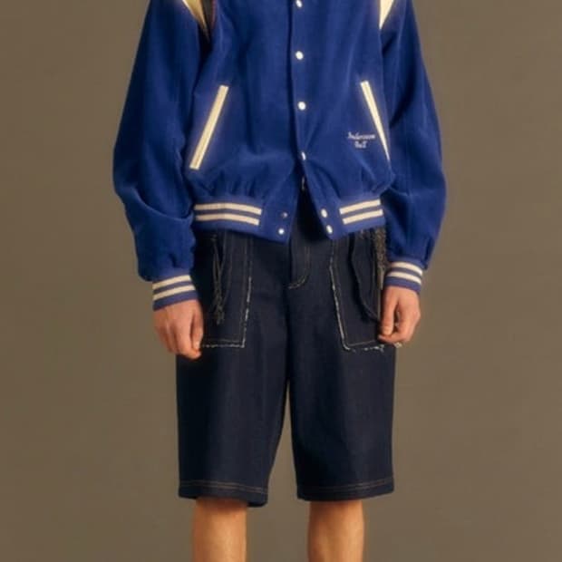 앤더슨벨 코듀로이 레더 바시티 자켓