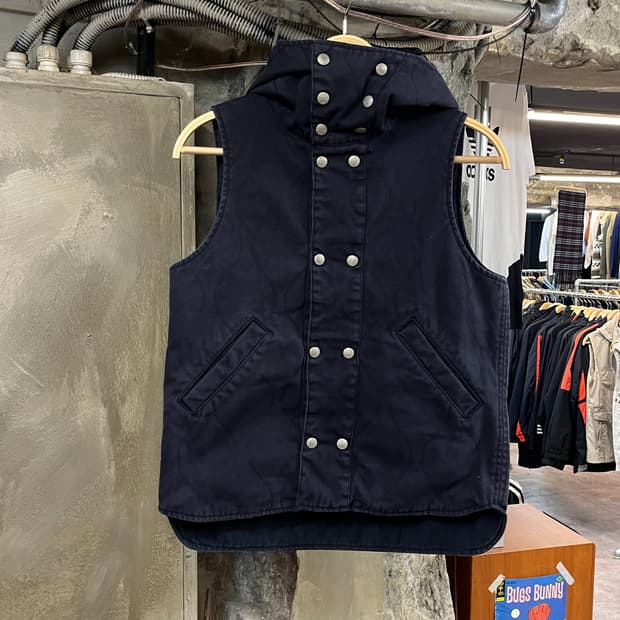 사사프라스 버튼 후드 베스트 네이비 S #csz1889