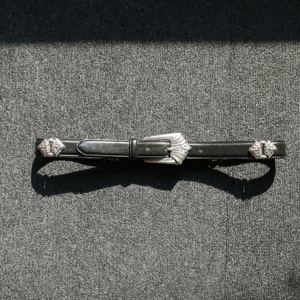 빈티지 웨스턴 블랙 레더 벨트