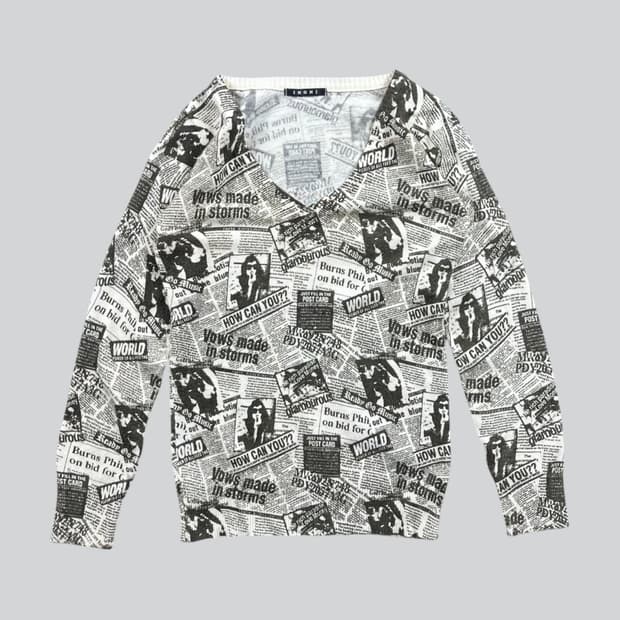 Vintage 프린팅 브이넥 니트 