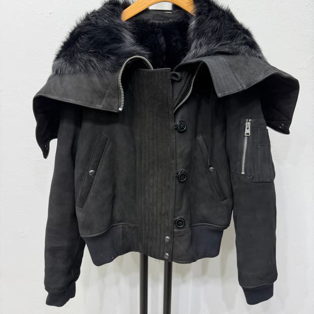 정품) 올세인츠 여성 레더 퍼 가죽자켓 봄버 스타일 S