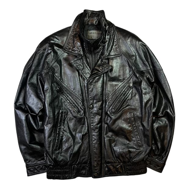 Vintage 빈티지 하이넥 가죽 봄버 자켓