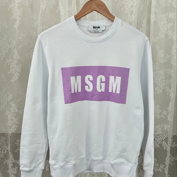 XS) MSGM 박스로고 맨투맨 화이트