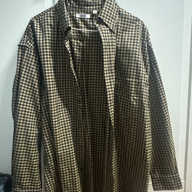 유니클로 u 옐로우 체크 셔츠