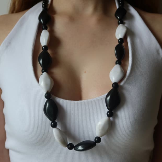 monochrome chunky bead necklace