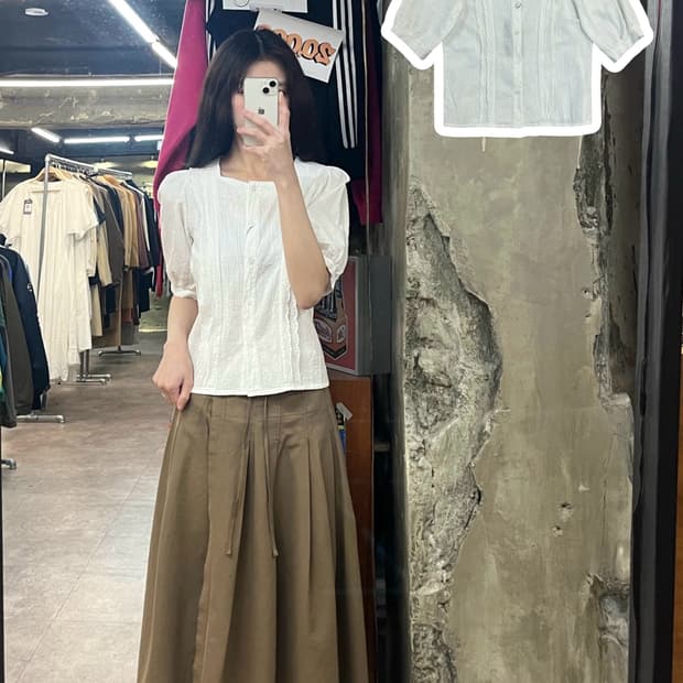 빈티지 펀칭 반팔 블라우스 화이트 #csz3747