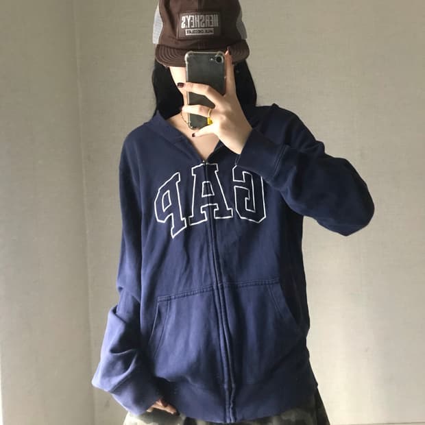 갭 네이비 후드집업