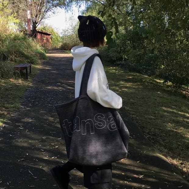 탄산 로고 쇼퍼백 그레이