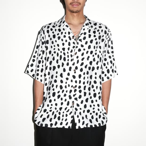 새상품) 와코마리아 레오파드 하와이안 하프 셔츠 화이트 XL