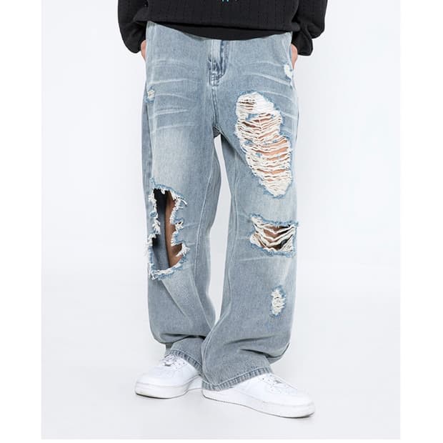 XTONZ DESTROYED DENIM PANTS