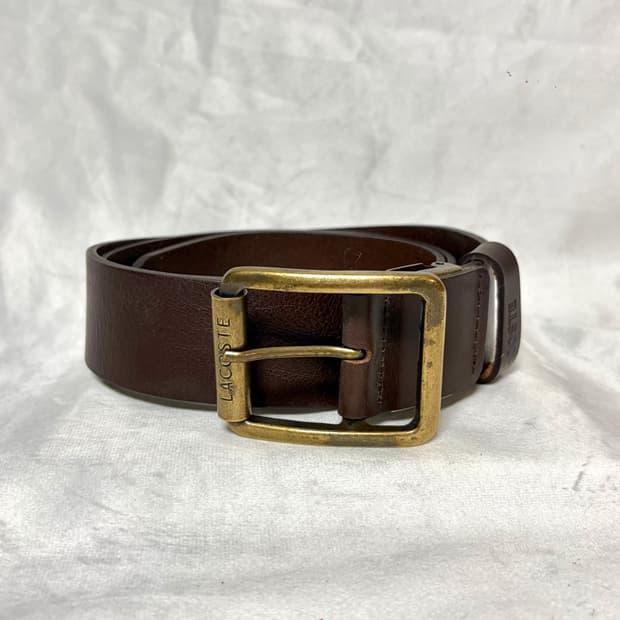 라코스테 롤러 버클 리얼 레더 벨트