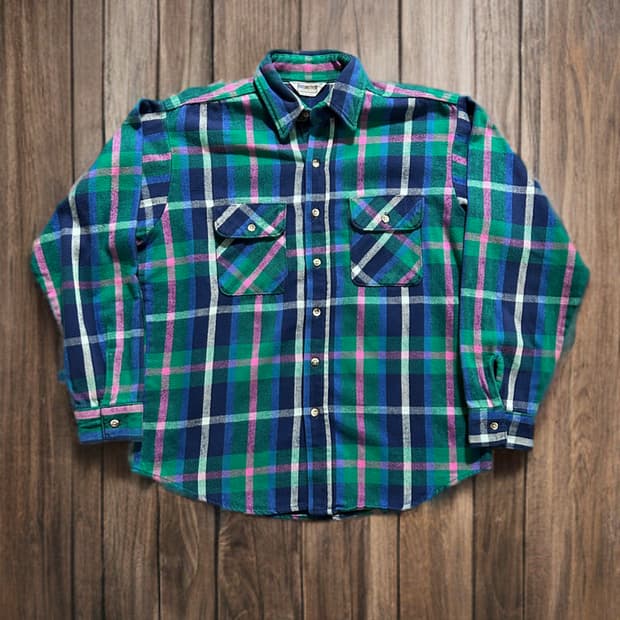 7~80s Five Brother 플란넬 체크 셔츠 Made in USA