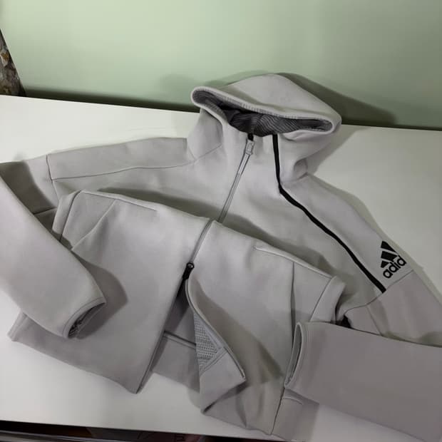 100 아디다스 연그레이 투웨이 트레이닝 후드집업