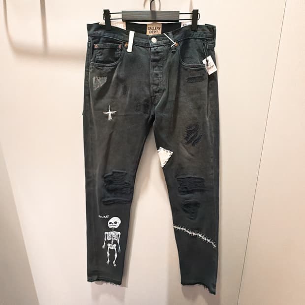 (정품/새상품) 갤러리 디파트먼트 남성 블랙 디스트레스드 데님 팬츠