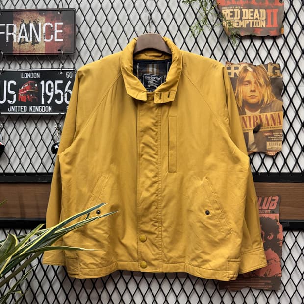 90s 버버리 코치자켓 집업 노바체크 패턴 내피 포인트 옐로우