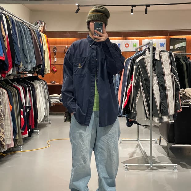 CHAPS 옥스퍼드 코튼 셔츠 (navy)