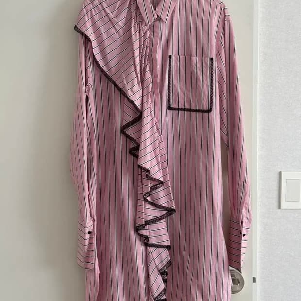 MSGM 러플 디테일 셔츠 드레스