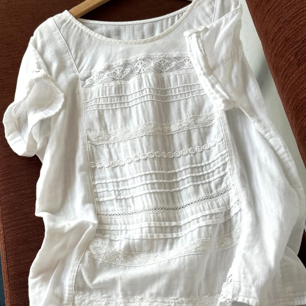 Natural cotton vintage pattern P/O shirt
