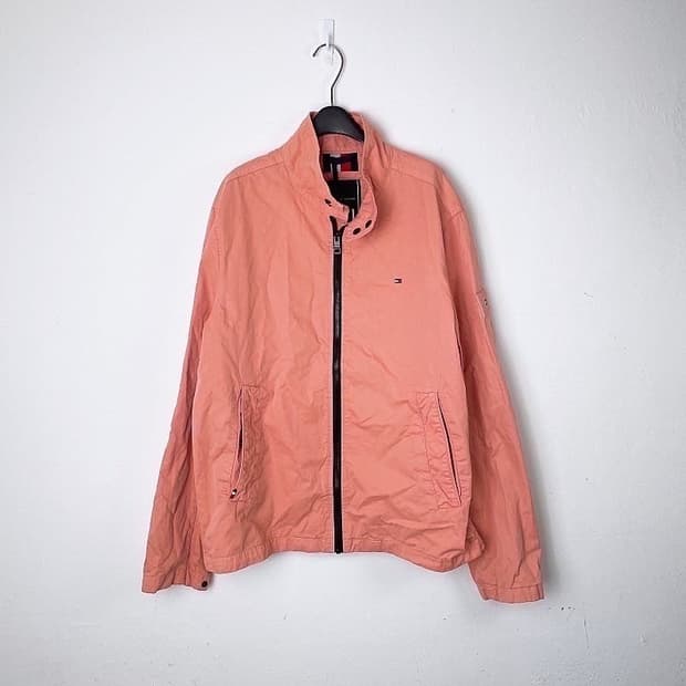 (정품/새상품) 타미힐피거 공용 핑크 해링본 바람막이