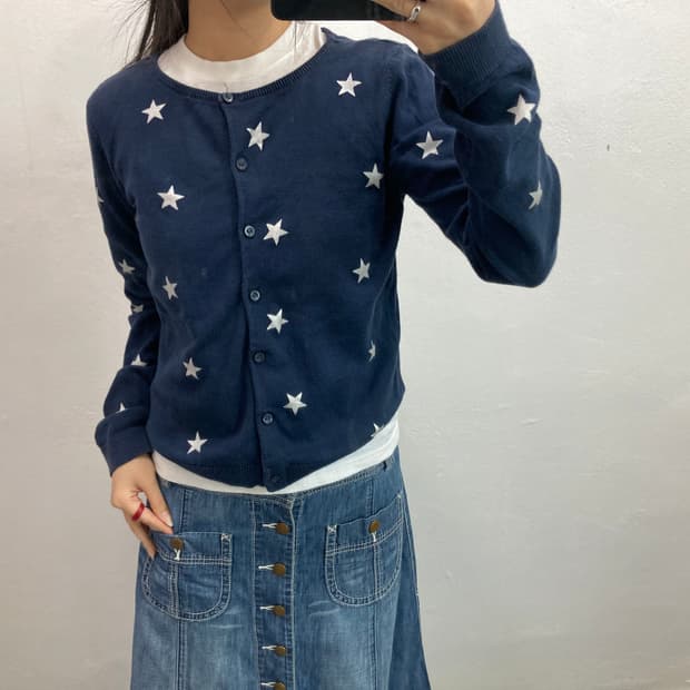 H&M 별무늬 네이비 가디건