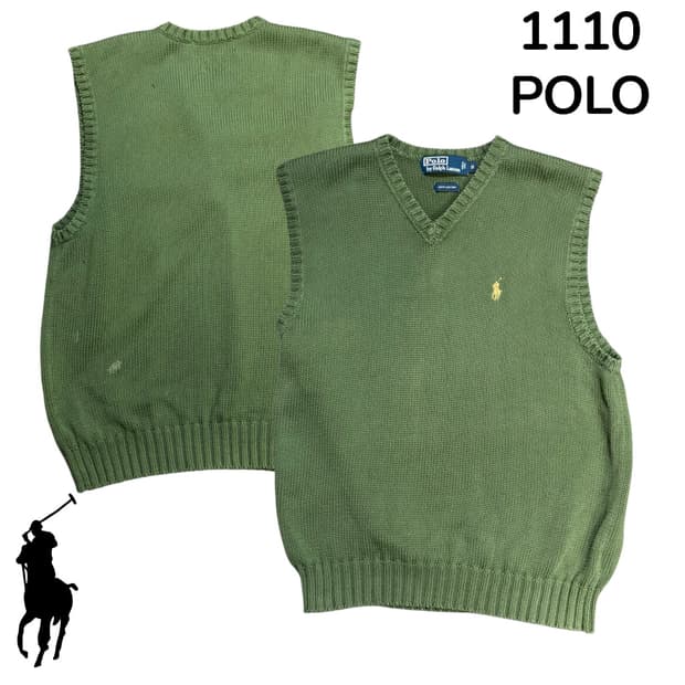 폴로 그린 니트 베스트 S