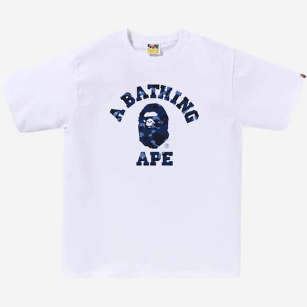 [새상품/L] 베이프 컬리지 화이트 네이비