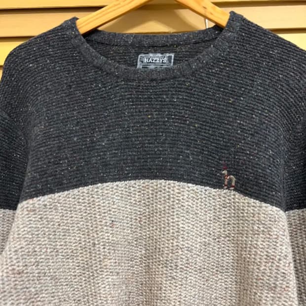 헤지스 남성 스트라이프 라운드울니트 100