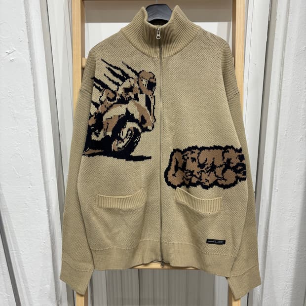 크리틱 패턴 투웨이 니트 집업