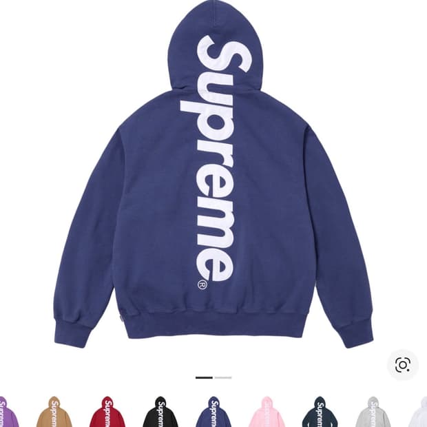 슈프림 사틴 아플리케 후드 스웨트셔츠 워시드 네이비