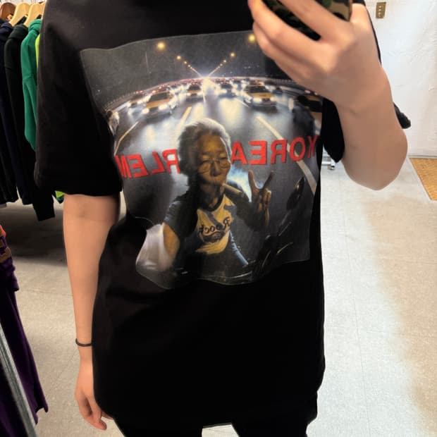 빈티지 코리안 프린팅 블랙 티셔츠 L 추천