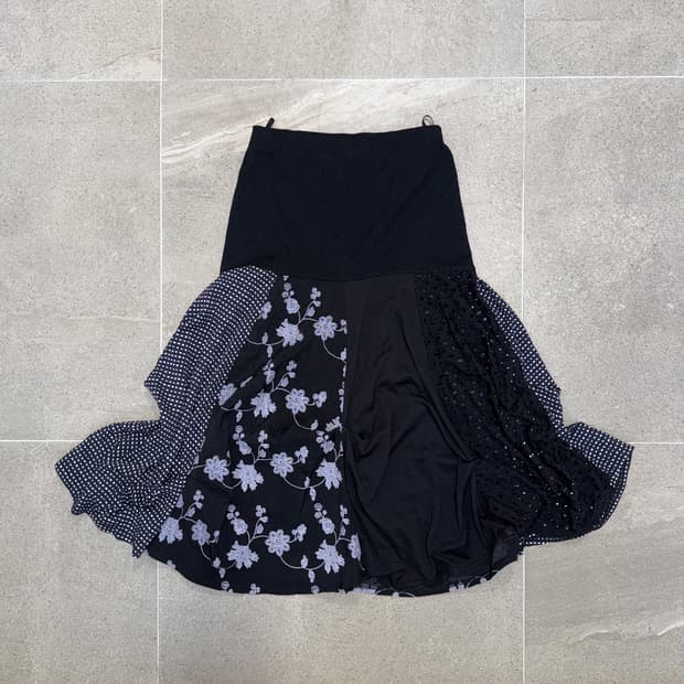 Black oriental patchwork shirring ops/sk