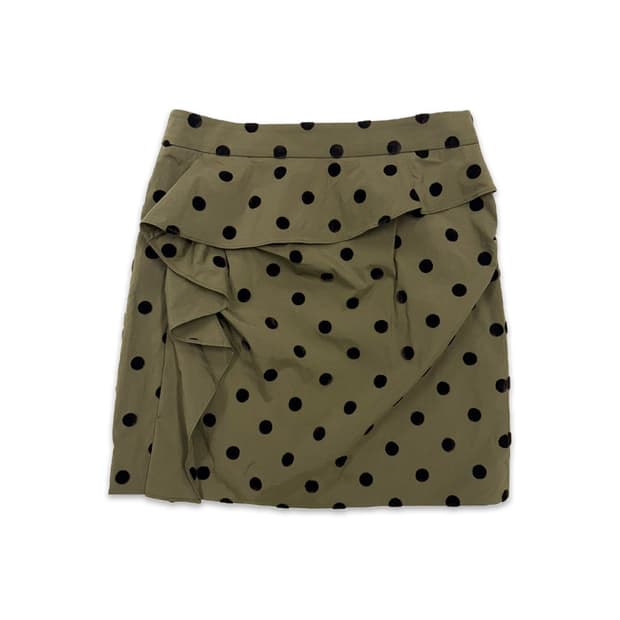 빈티지 Jill Stuart 카키 도트 프릴 미니 스커트