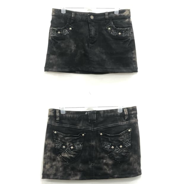 black wash stud detail mini skirt