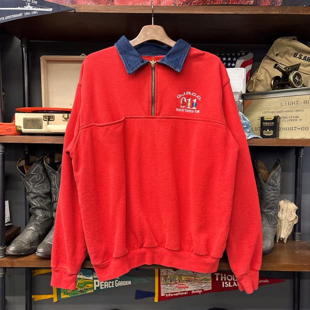 90s 오리지널 USA EMT 디페인더 워크 반집업 스웻셔츠 N1224