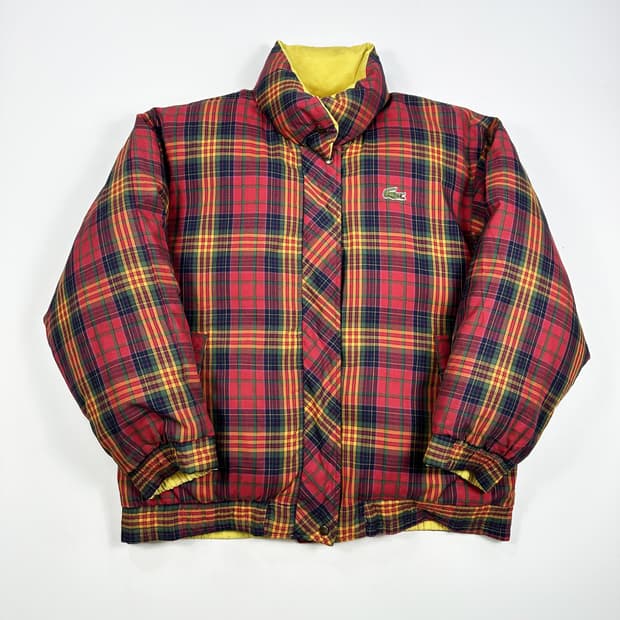 라코스테 올드 아카이브 클래식 타탄체크 리버시블 패딩 S