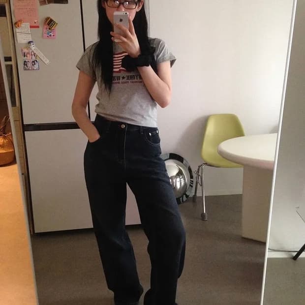 피피서울 스트레이트 워싱 데님 팬츠 딥블루 새상품