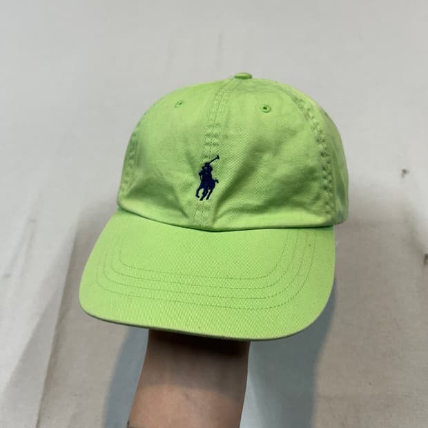 폴로 랄프로렌 연두색 볼캡 모자 가죽스트랩 정품