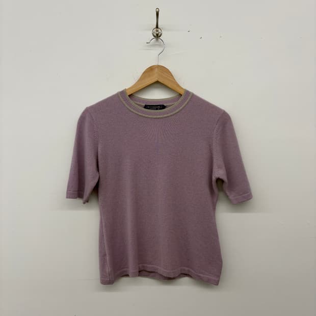 빈티지 캐시미어 100 반팔 니트 여성M