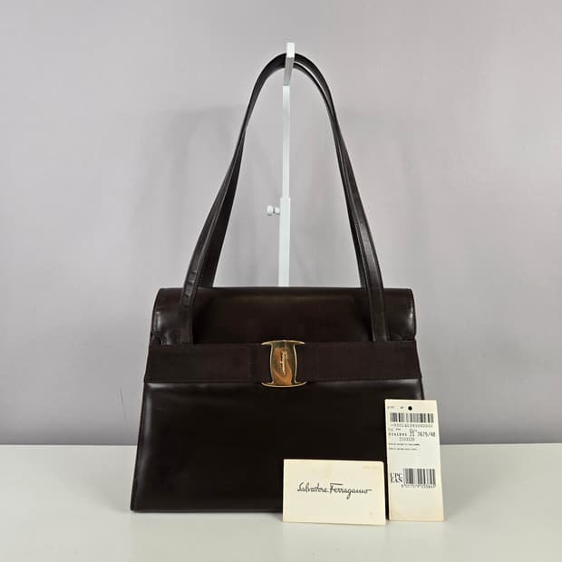 살바토레 페라가모 바라 플랩 숄더백 가방 정품 브라운 페레가모