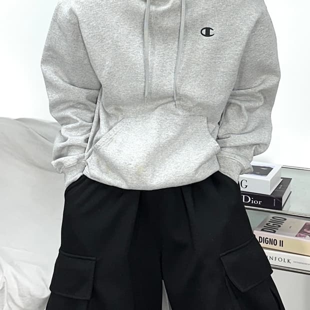 챔피온 어센틱 스몰로고 후드티 M