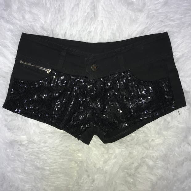 black sequin short pants