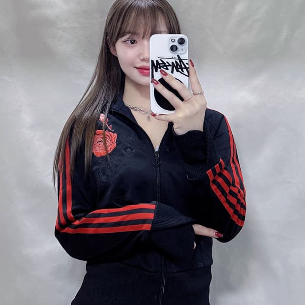 아디다스 플라워 빅로고 트랙탑 