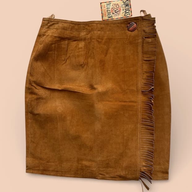 SUNLUCAS GIRL 빈티지 웨스턴 레더 랩스커트 