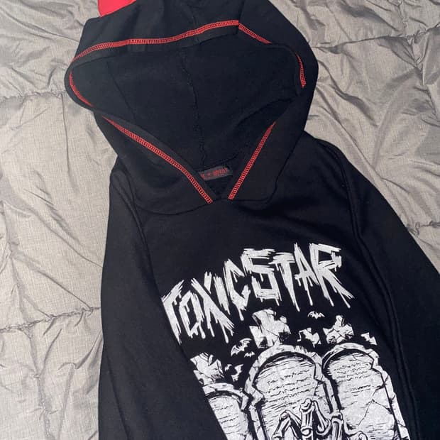 악마 뿔 후드/y2k 펑크 락시크 고스 갸루 빈티지 키치