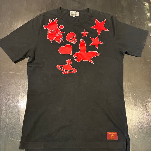 M) 비비안웨스트우드 프린팅 반팔티 블랙