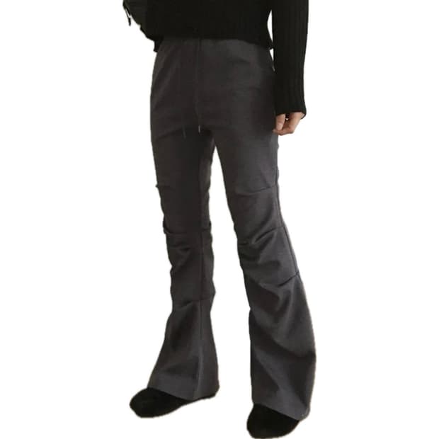 핀턱 셔링 부츠컷 밴딩 팬츠