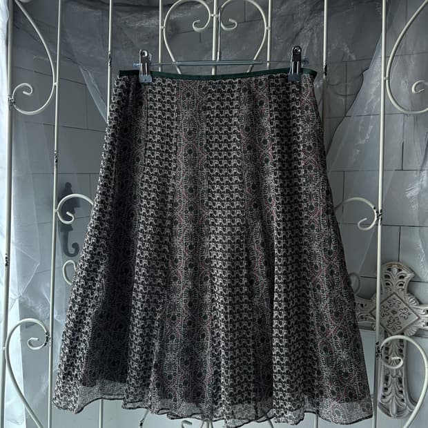 Green Ethnic Chiffon Skirt 0148